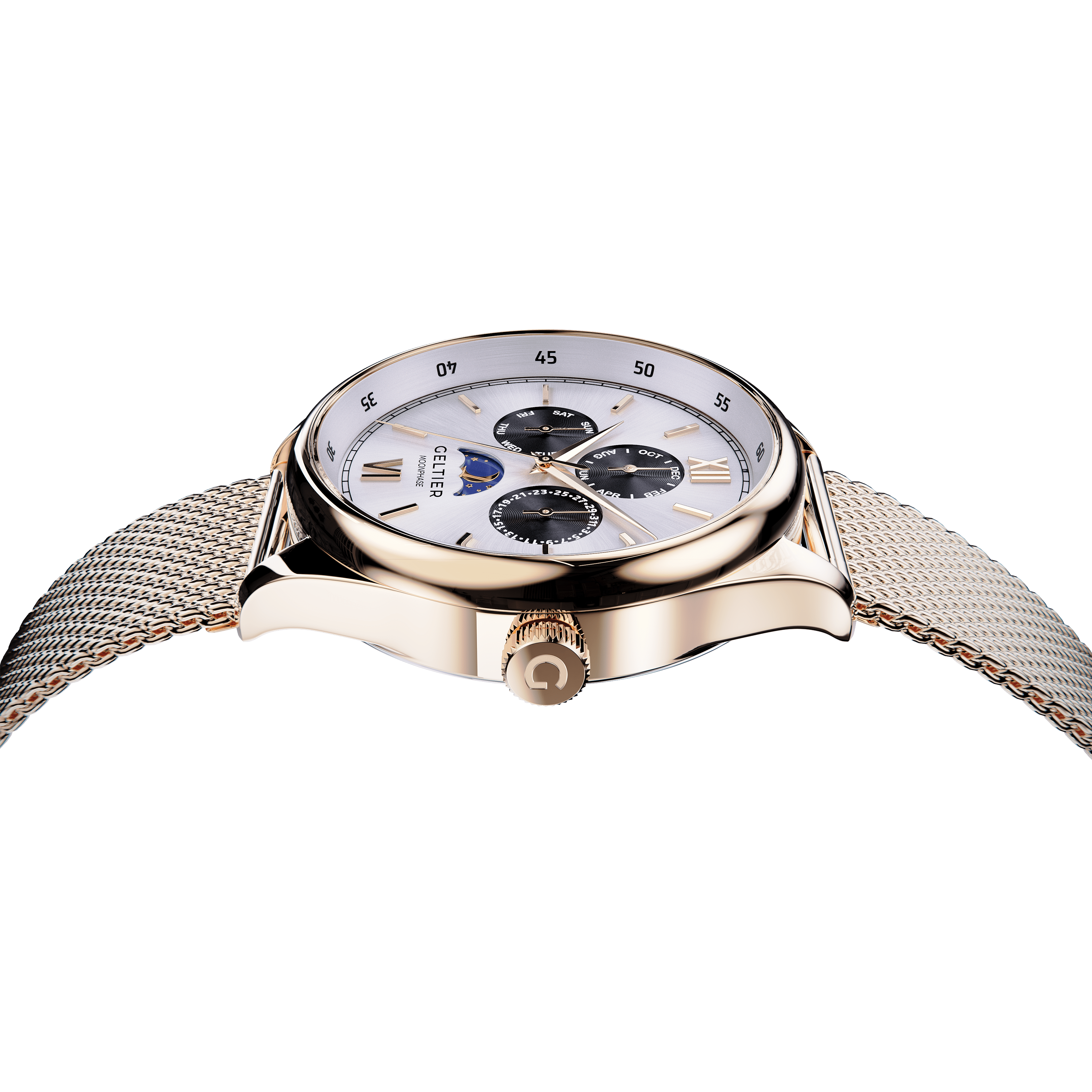 CRESCENT - Pearl White Gold Steel - Geltier