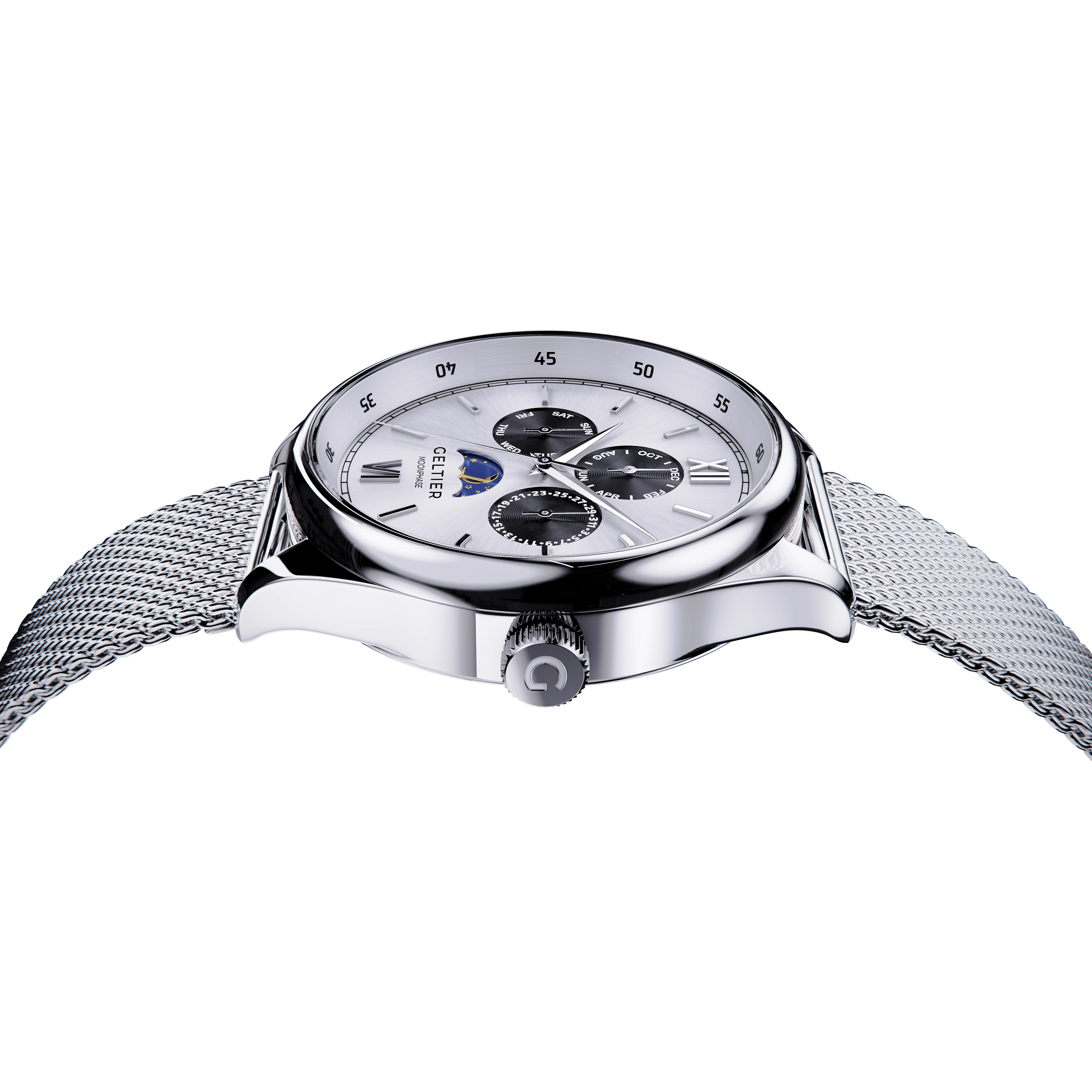 CRESCENT - Pearl White Silver Steel - Geltier