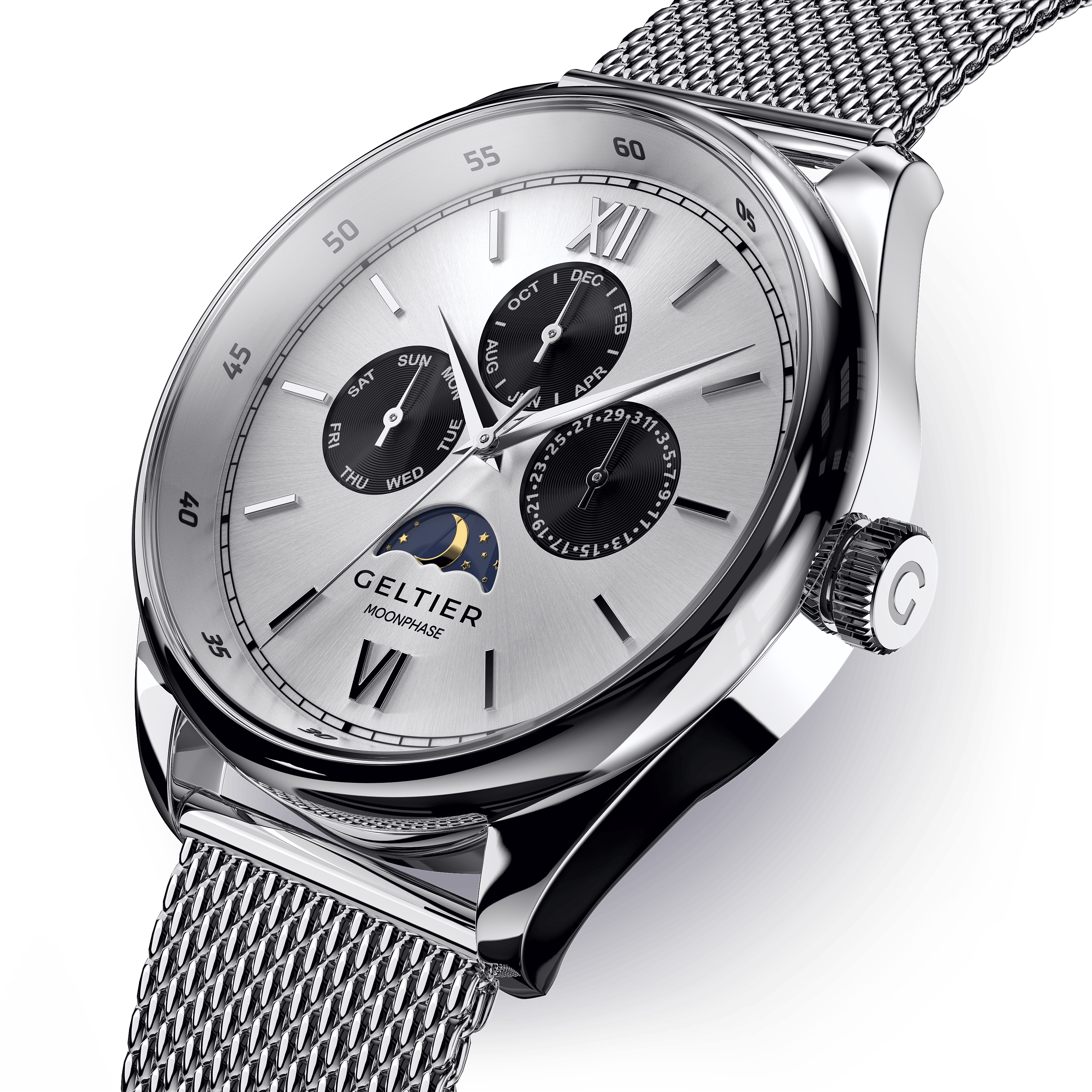 CRESCENT - Pearl White Silver Steel - Geltier