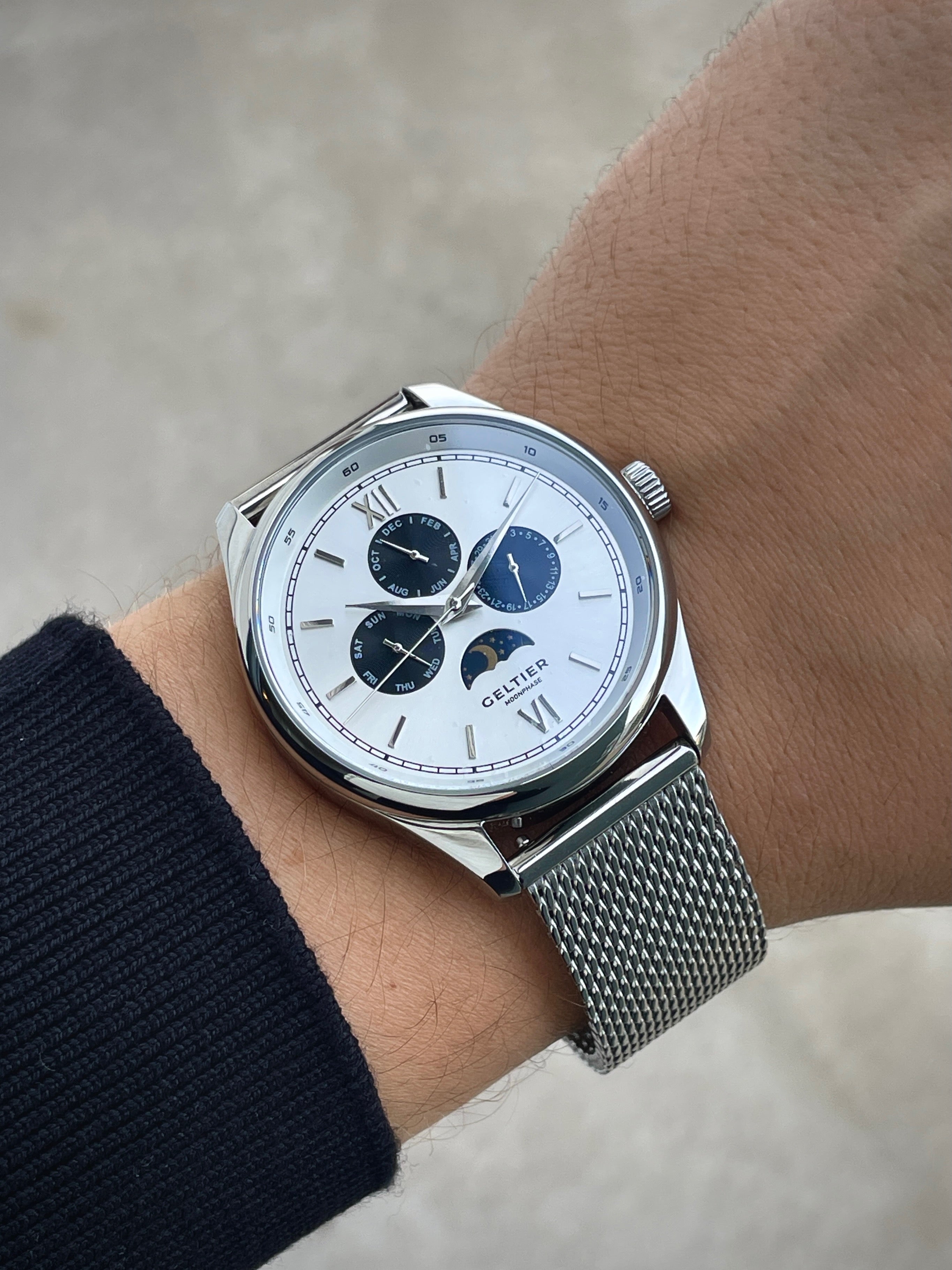 CRESCENT - Pearl White Silver Steel